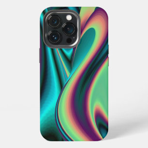 Etui iPhone 13 Pro Art Abstrait Futuriste 3D Métallique Arc-en-ciel