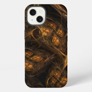 Etui iPhone 13 Art abstrait moderne de la Terre Mère Fractale dor