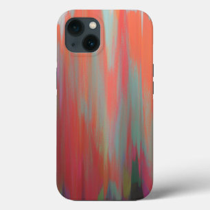 Etui iPhone 13 Art abstrait moderne orange rose vert