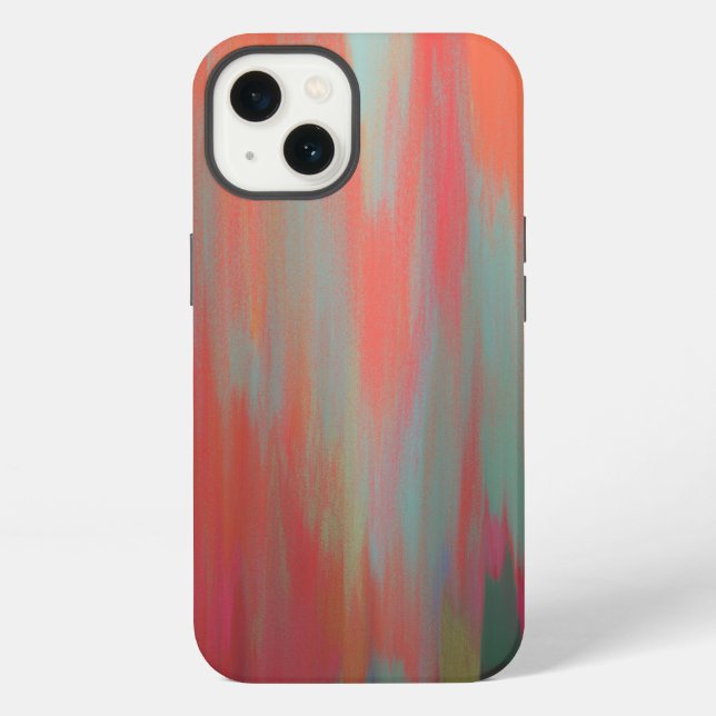 Coque iPhone Art abstrait moderne rose orange (Verso)