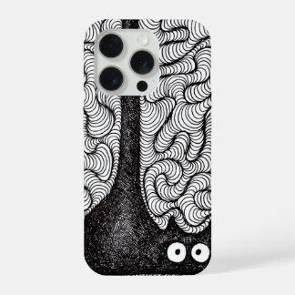 Coque iPhone 15 Pro Art abstrait noir et blanc Doodle