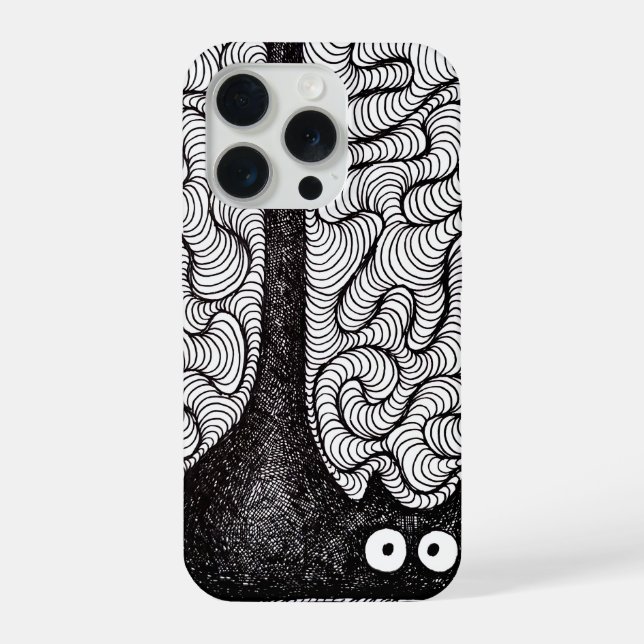 Coque iPhone Art abstrait noir et blanc Doodle (Verso)
