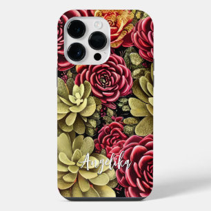 Coque Pour Pour iPhone 14 Pro Max Art abstrait personnalisé rouge et or