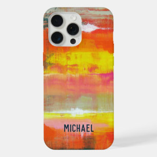 Coque iPhone 15 Pro Max Art abstrait rouge rose jaune personnalisé