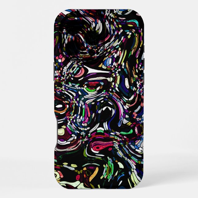 Coque iPhone Art abstrait Tourbillon noir rouge (Verso)