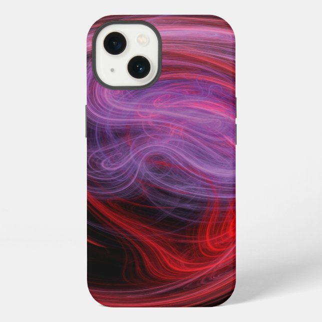 Coque iPhone Art abstrait vague rouge (Verso)