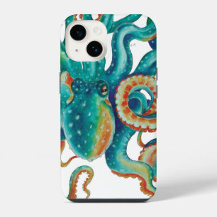 Coque Pour iPhone 14 Art aquarelle pieuvre sarcelle