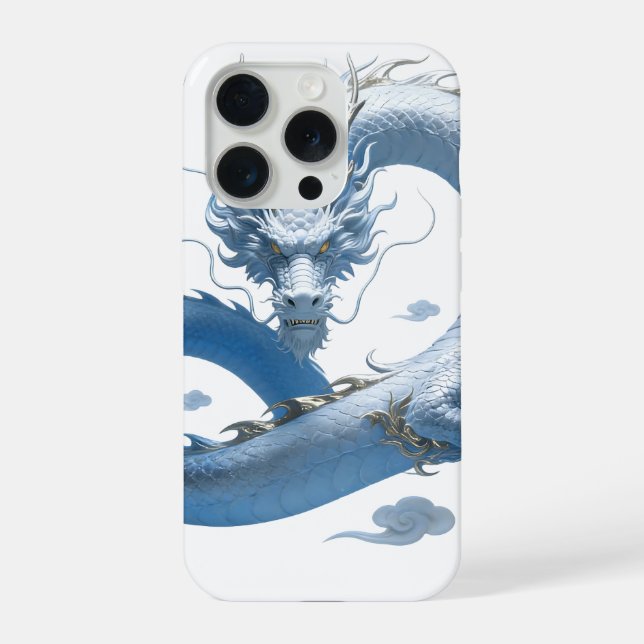 Coque iPhone Art Blue Dragon | Esthétique de Fantaisie Mythique (Verso)