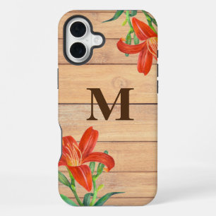 Coque iPhone 16 Plus Art botanique à l'aquarelle de l'orange rustique L