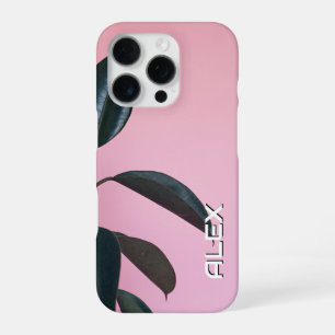 Coque iPhone 16 Pro Art botanique de plante en caoutchouc sur rose pou