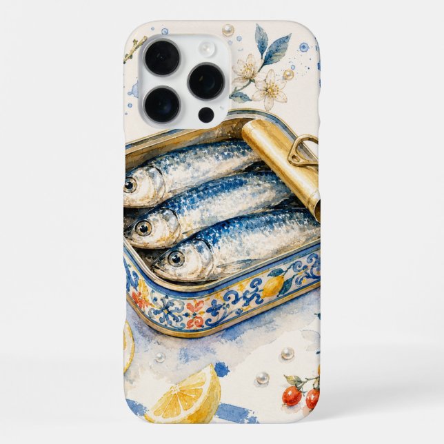 Coque iPhone Art d'aquarelle de sardine sicilienne (Verso)