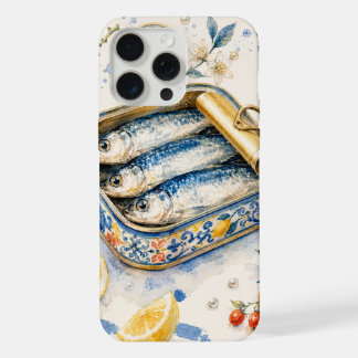 Coque iPhone 15 Pro Max Art d'aquarelle de sardine sicilienne