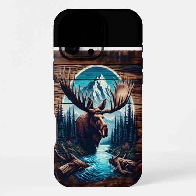 Coque iPhone Art de bois d'orignal (Verso)
