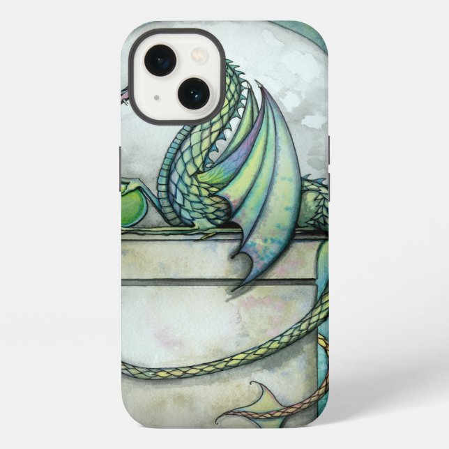 Coque iPhone Art de fantaisie de fées du dragon vert Fées (Verso)