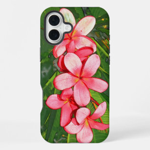 Coque iPhone 16 Plus Art de Frangipanier Tropical Rose