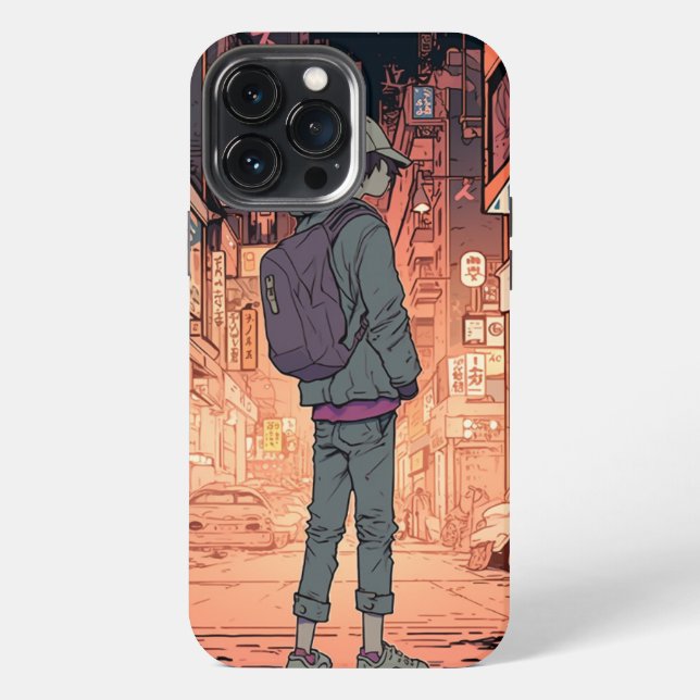 Coque iPhone Art de garçon d'anime (Verso)