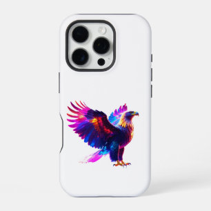 Coque iPhone 16 Pro Art de l'aigle brillant coloré - Oiseau néon dynam