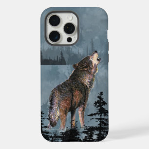 Coque iPhone 15 Pro Max Art de l'animal de la nature faunique loup hurlant