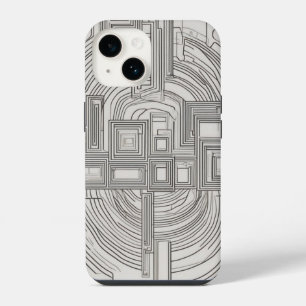 Coque Pour iPhone 14 Art de ligne Carré concentré