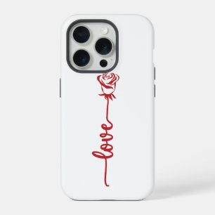 Coque iPhone 15 Pro Art de ligne d'amour de rose rouge minimaliste