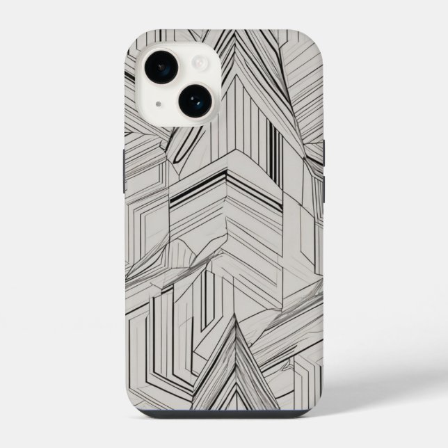 Coque iPhone Art de ligne triangles concentré (Verso)