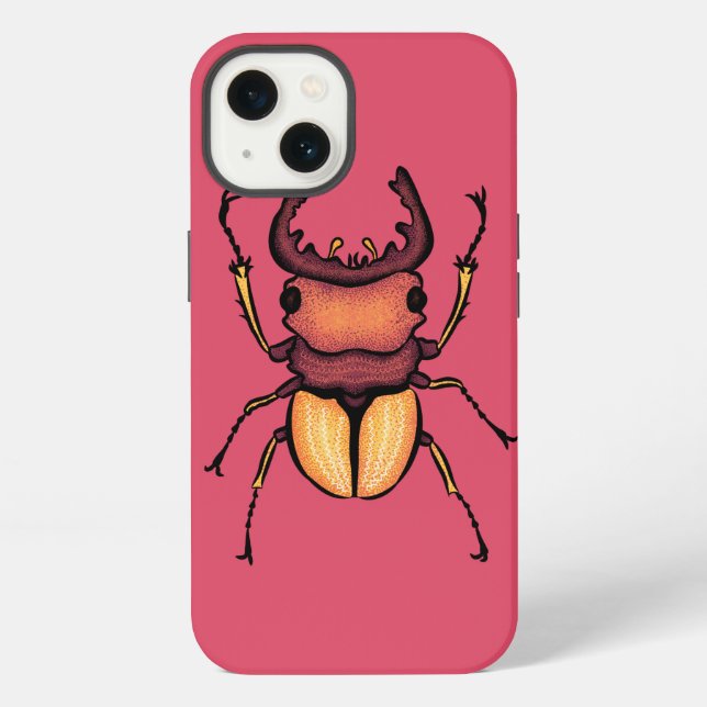 Coque iPhone Art de l'odeur d'insectes du coléoptère rose (Verso)