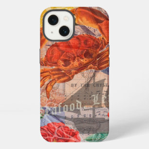 Etui iPhone 13 Art de mer de plage nautique de crabe