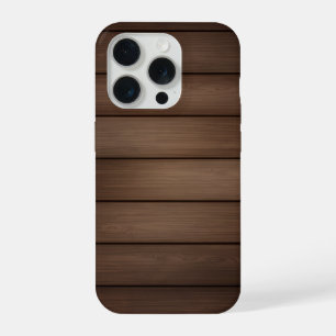 Coque iPhone 15 Pro Art de mode abstrait marron rayé grain de bois