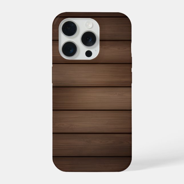 Coque iPhone Art de mode abstrait marron rayé grain de bois (Verso)