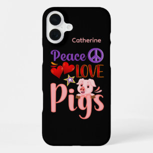 Coque iPhone 16 Plus art de mots pour amateurs de cochons mignons