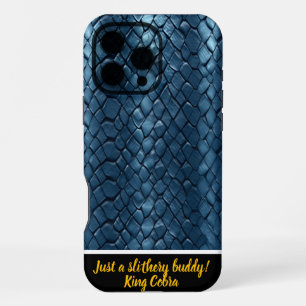 Coque iPhone 16 Pro Max Art de peau de serpent aux tons bleus