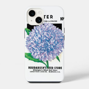 Coque Pour iPhone 14 Art de pochette de graines vintage, fleurs d'aster