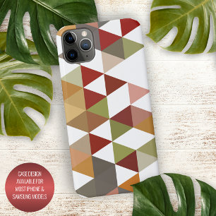 Coque iPhone 16 Pro Max Art de polygone blanc marron taupe vert rouge fonc