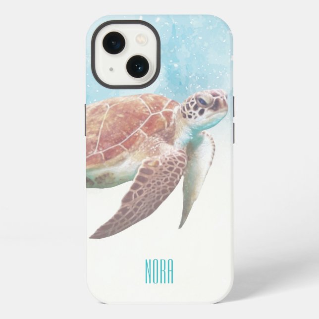Coque iPhone Art de Tortue de Mer (Verso)