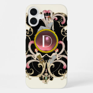 COQUE iPhone 16 PLUS ART DÉCO BEAUTÉ MODE MONOGRAMME EN PIERRE PRÉCIEUS