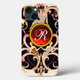 ETUI iPhone 13  ART DÉCO BEAUTÉ MODE ROUGE RUBY GEMSTONE MONOGRAMM