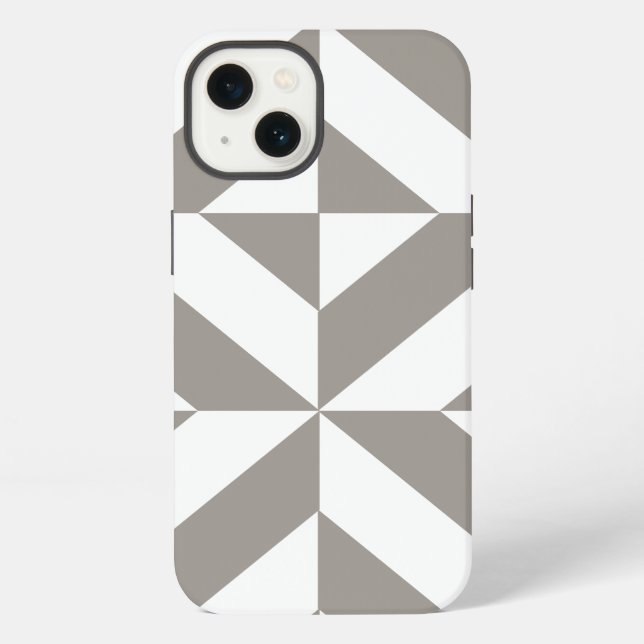 Coque iPhone Art Déco géométrique gris argent (Verso)