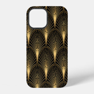 Coque iPhone 12 Art Deco Noir Or : Luxe Sans Couture