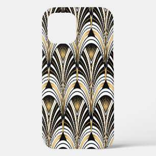 Coque iPhone 12 Art Déco Or Élégance Noire : Les Années Folles