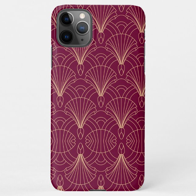 Coque iPhone Art Deco pattern with gold geometric fan motifs  (Dos)