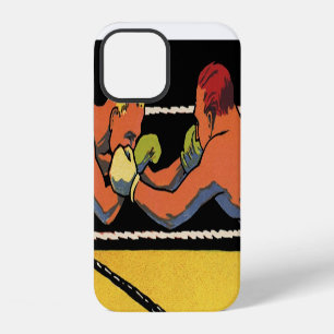 Coque iPhone 12 Art Déco vintage de boxe sportive, boxeurs se frap