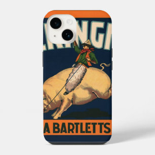 Coque Pour iPhone 14 Art d'étiquette de caisse de fruits vintage Cowboy