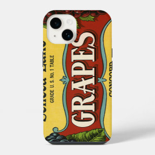 Coque Pour iPhone 14 Art d'étiquette de caisse de fruits vintage, raisi