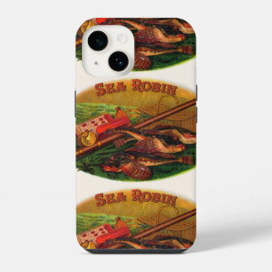 Coque Pour iPhone 14 Art d'étiquette de cigare d'Engin de pêche vintage