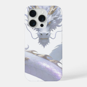 Coque iPhone 15 Pro Art du Dragon Blanc   Esthétique de Fantaisie Myth