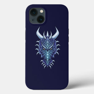 Etui iPhone 13 Art du dragon cool - Tête de dragon magique bleu v