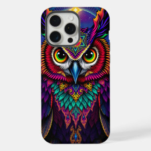 Coque iPhone 15 Pro Max Art du hibou céleste : Cosmos de la galaxie étoilé
