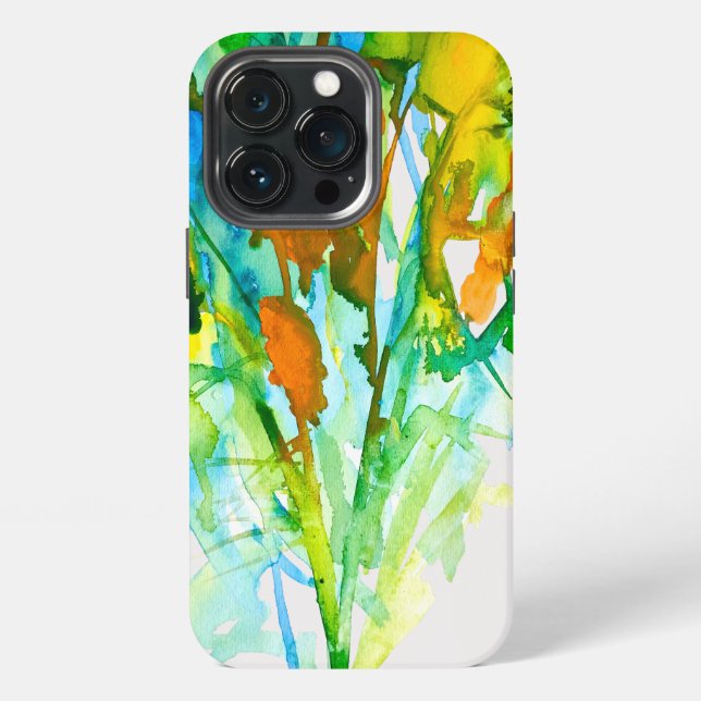 Coque iPhone Art floral abstrait aquarelle (Dos)