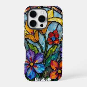 Coque iPhone 16 Pro Art floral audacieux en verre