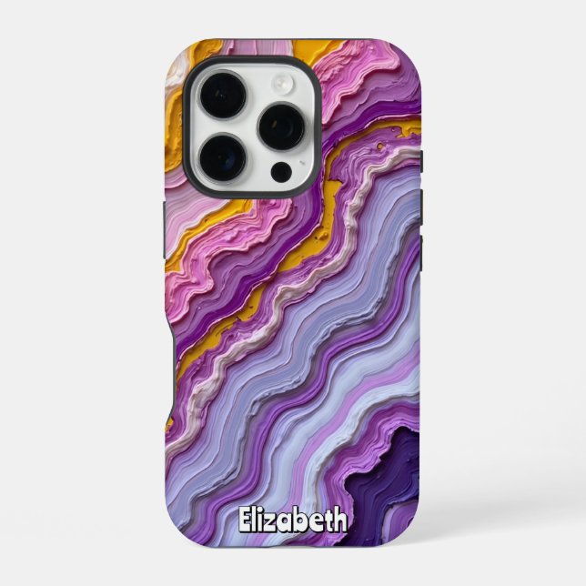 Coque iPhone Art fluide Améthyste et Or (Verso)